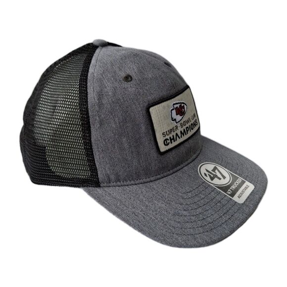 Kansas City Chiefs ‘47 Trucker Super Bowl LVIII Champions Snapback Hat Gray NEW - Picture 2 of 8